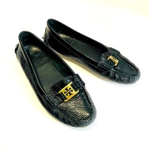 Tory Burch Black Patent Leather Driving Loafers
